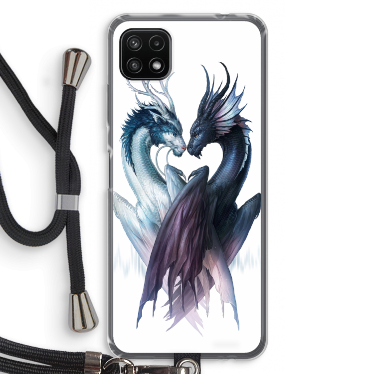 Yin Yang Dragons: Samsung Galaxy A22 5G Transparant Hoesje met koord