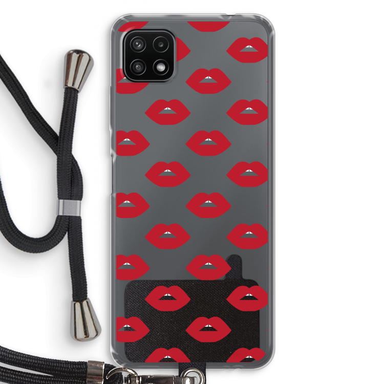 Lips: Samsung Galaxy A22 5G Transparant Hoesje met koord