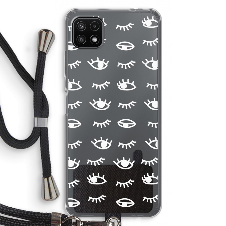 Eye pattern #3: Samsung Galaxy A22 5G Transparant Hoesje met koord
