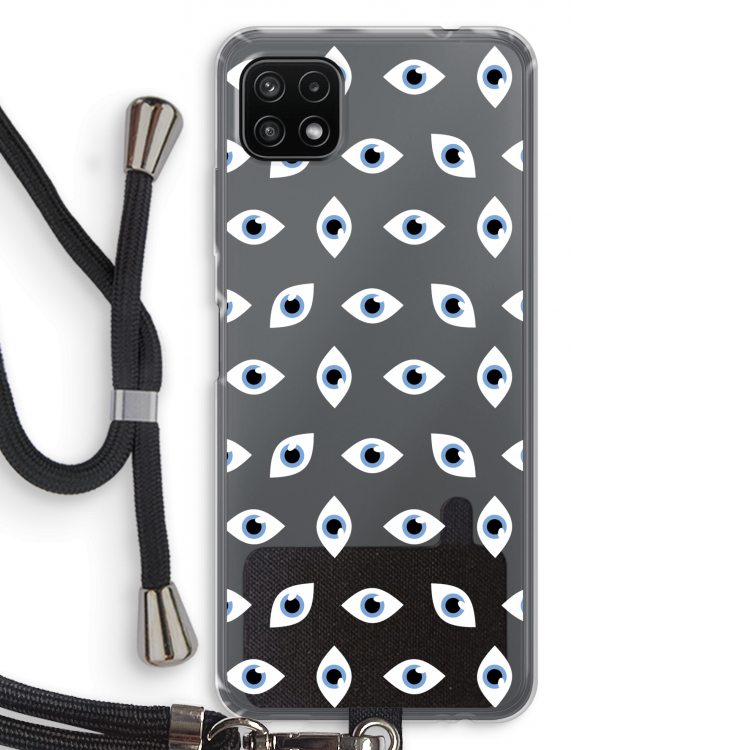 Eyes pattern: Samsung Galaxy A22 5G Transparant Hoesje met koord
