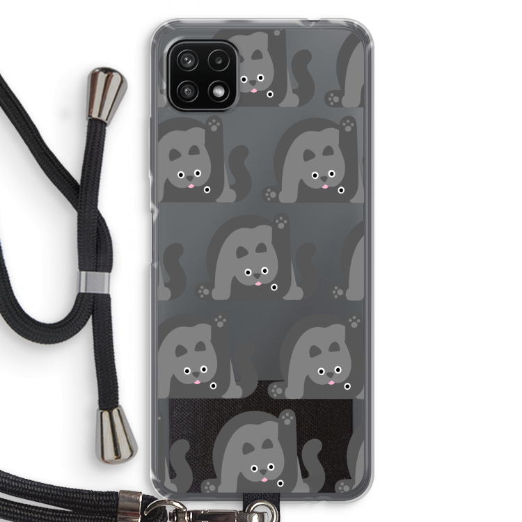 Cats: Samsung Galaxy A22 5G Transparant Hoesje met koord