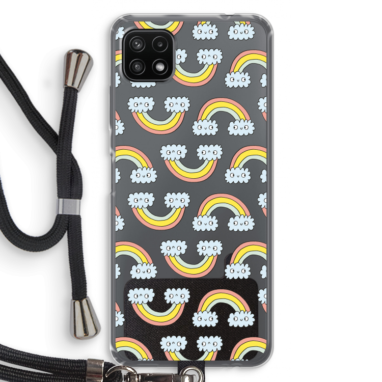Regenboog: Samsung Galaxy A22 5G Transparant Hoesje met koord