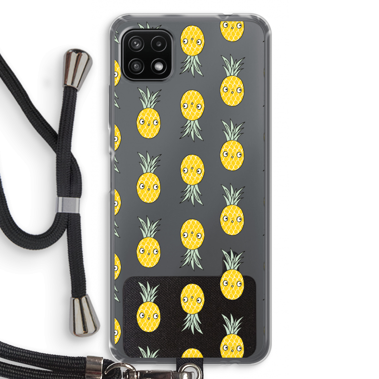 Ananas: Samsung Galaxy A22 5G Transparant Hoesje met koord