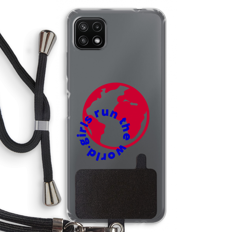 Run The World: Samsung Galaxy A22 5G Transparant Hoesje met koord