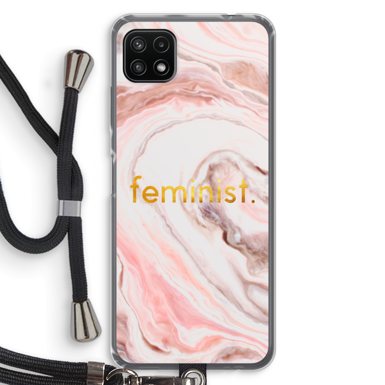 Feminist: Samsung Galaxy A22 5G Transparant Hoesje met koord