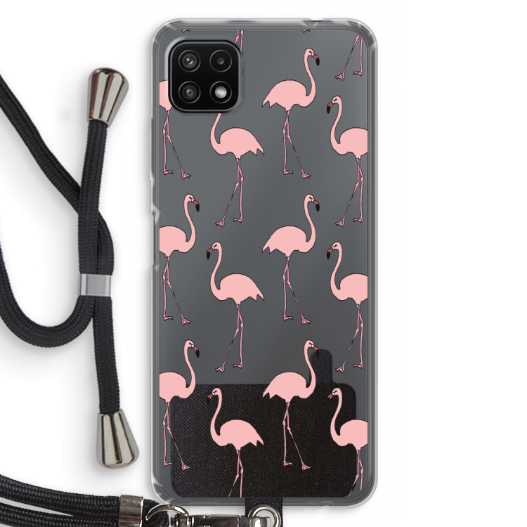 Anything Flamingoes: Samsung Galaxy A22 5G Transparant Hoesje met koord