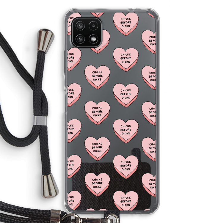 Chicks before dicks: Samsung Galaxy A22 5G Transparant Hoesje met koord