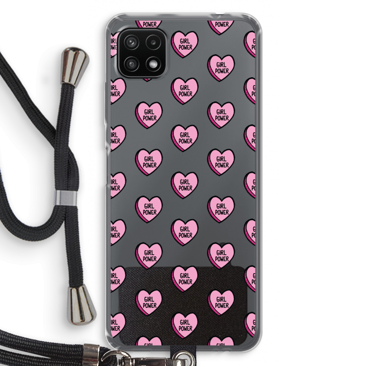 GIRL POWER: Samsung Galaxy A22 5G Transparant Hoesje met koord