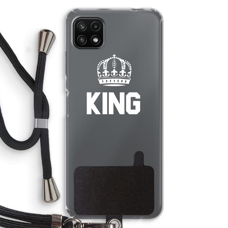 King zwart: Samsung Galaxy A22 5G Transparant Hoesje met koord