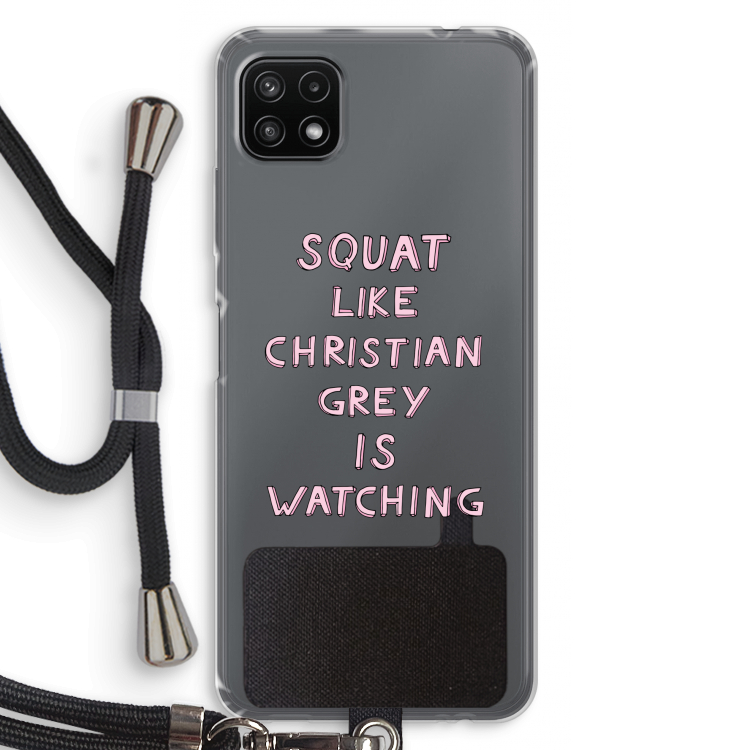 Christian Grey: Samsung Galaxy A22 5G Transparant Hoesje met koord