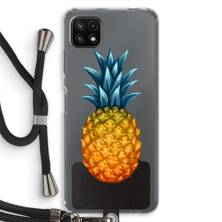 Grote ananas: Samsung Galaxy A22 5G Transparant Hoesje met koord