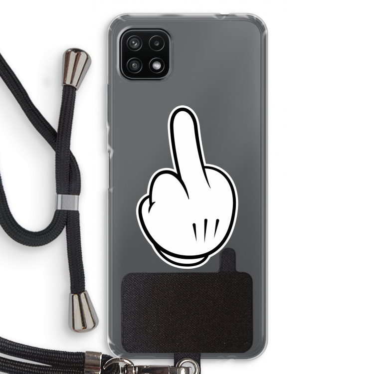 Middle finger black: Samsung Galaxy A22 5G Transparant Hoesje met koord