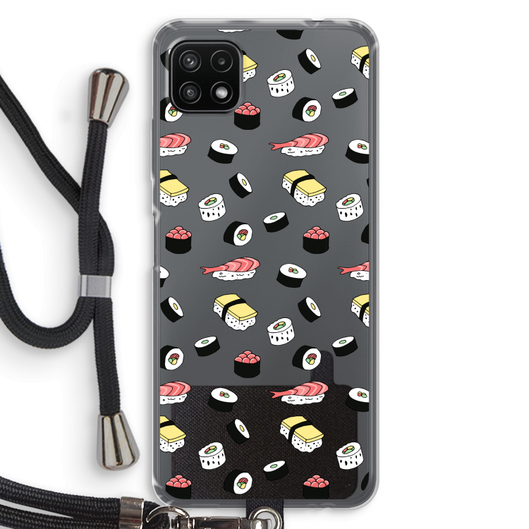 Sushi time: Samsung Galaxy A22 5G Transparant Hoesje met koord