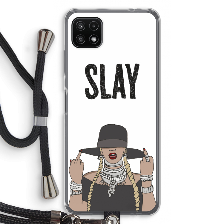 Slay All Day: Samsung Galaxy A22 5G Transparant Hoesje met koord