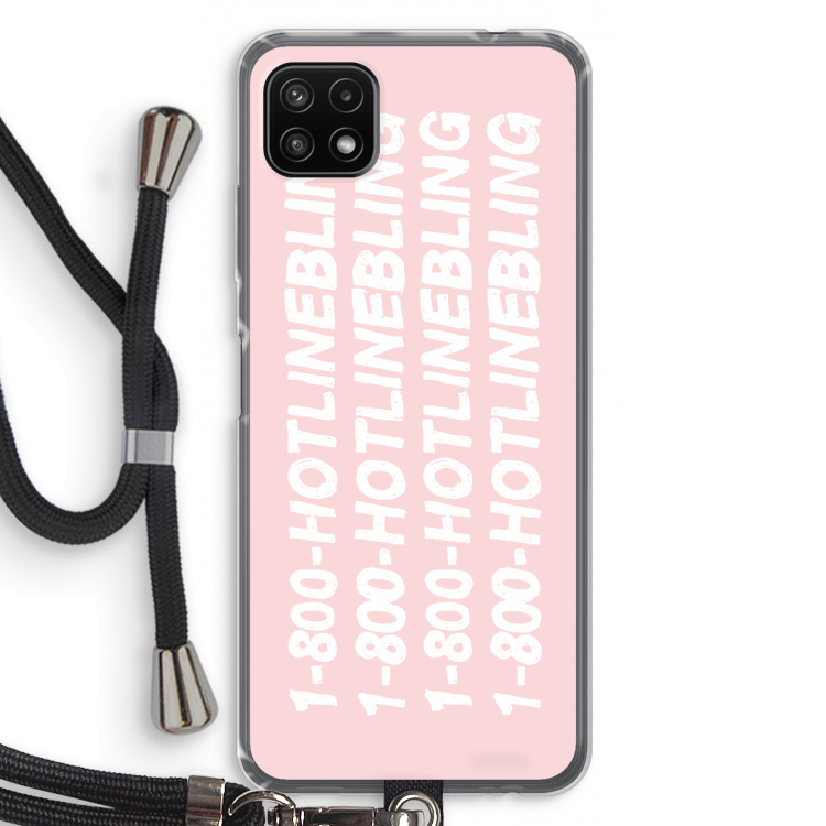 Hotline bling pink: Samsung Galaxy A22 5G Transparant Hoesje met koord