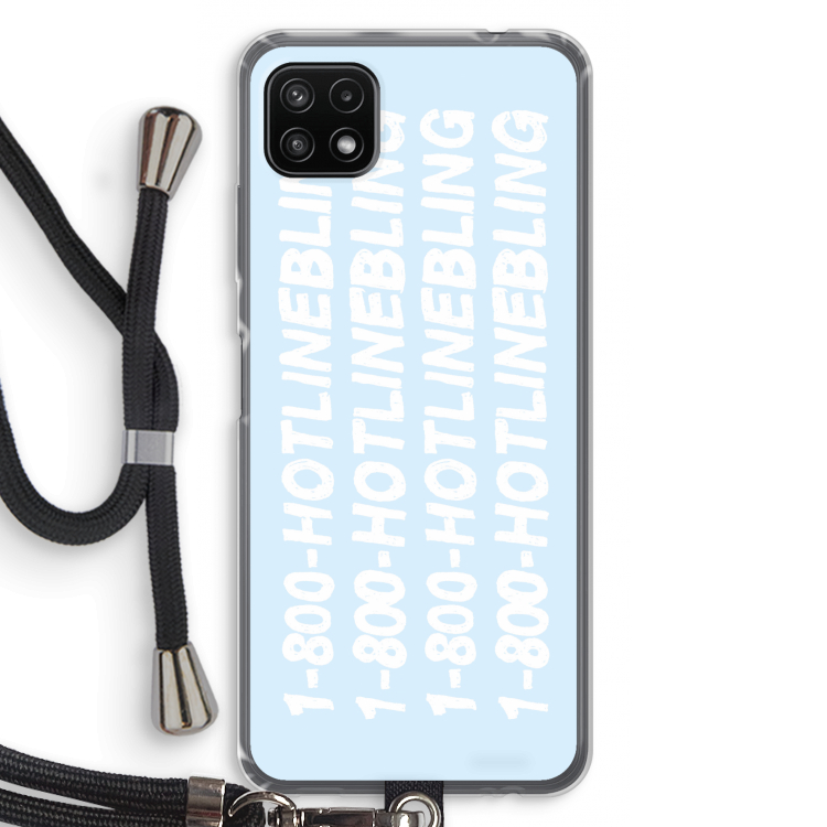 Hotline bling blue: Samsung Galaxy A22 5G Transparant Hoesje met koord
