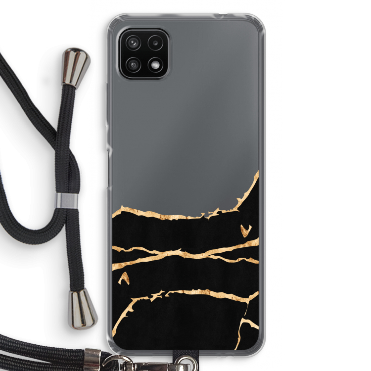 Gouden marmer: Samsung Galaxy A22 5G Transparant Hoesje met koord
