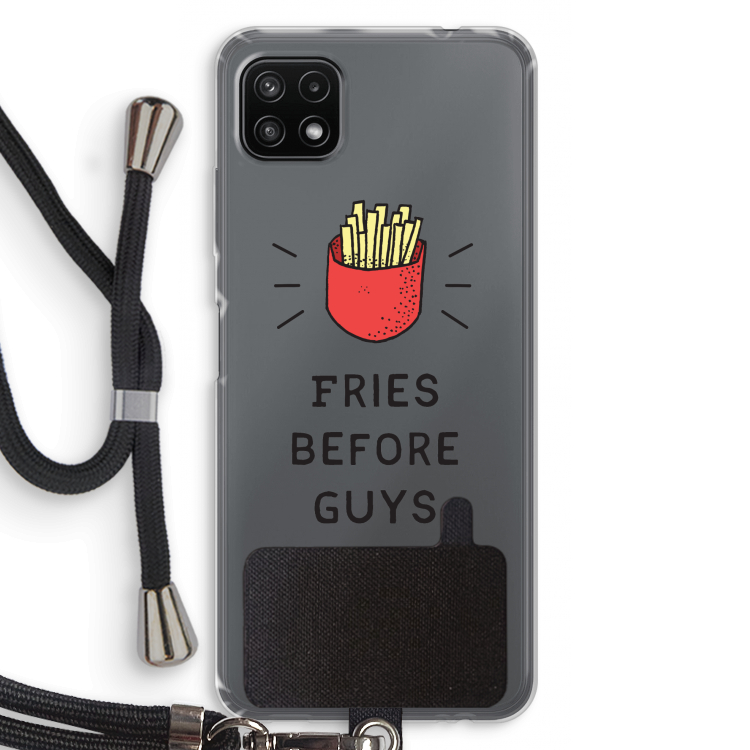 Fries before guys: Samsung Galaxy A22 5G Transparant Hoesje met koord