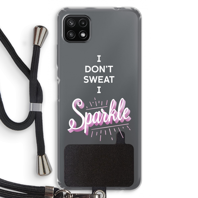 Sparkle quote: Samsung Galaxy A22 5G Transparant Hoesje met koord