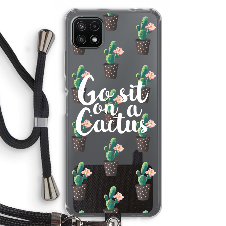Cactus quote: Samsung Galaxy A22 5G Transparant Hoesje met koord