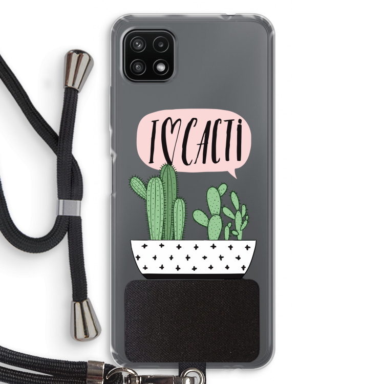I love cacti: Samsung Galaxy A22 5G Transparant Hoesje met koord