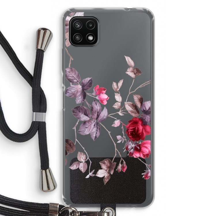 Mooie bloemen: Samsung Galaxy A22 5G Transparant Hoesje met koord
