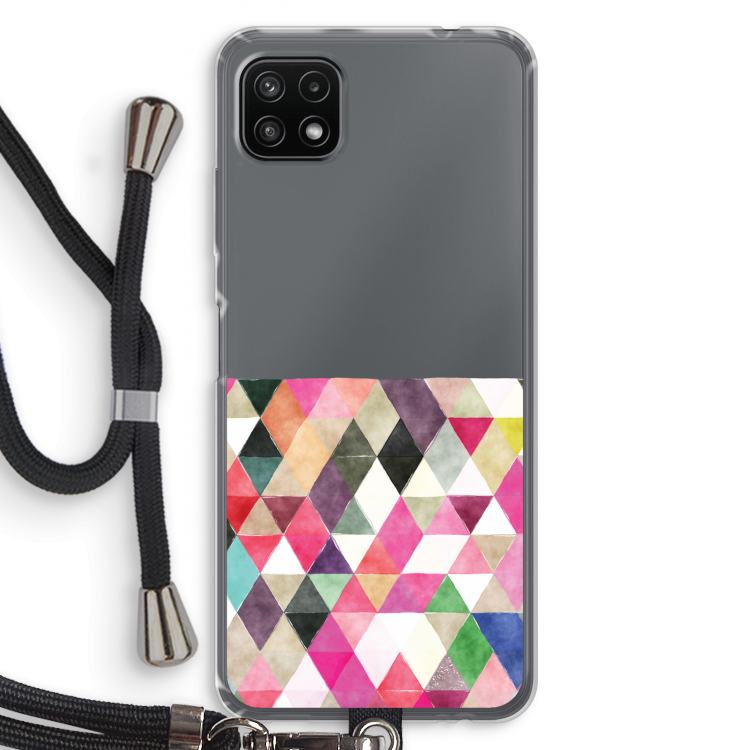 Gekleurde driehoekjes: Samsung Galaxy A22 5G Transparant Hoesje met koord