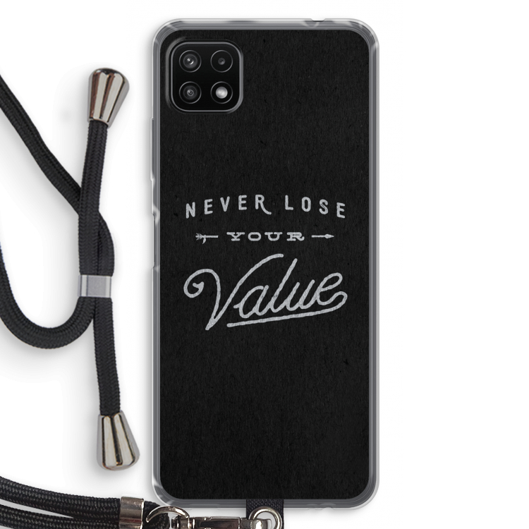 Never lose your value: Samsung Galaxy A22 5G Transparant Hoesje met koord