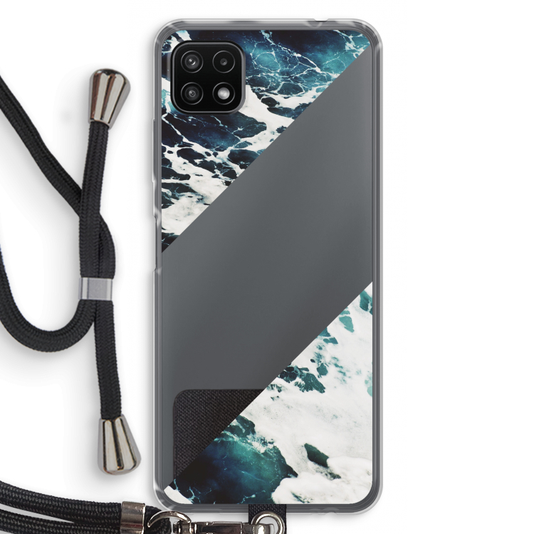 Golven: Samsung Galaxy A22 5G Transparant Hoesje met koord