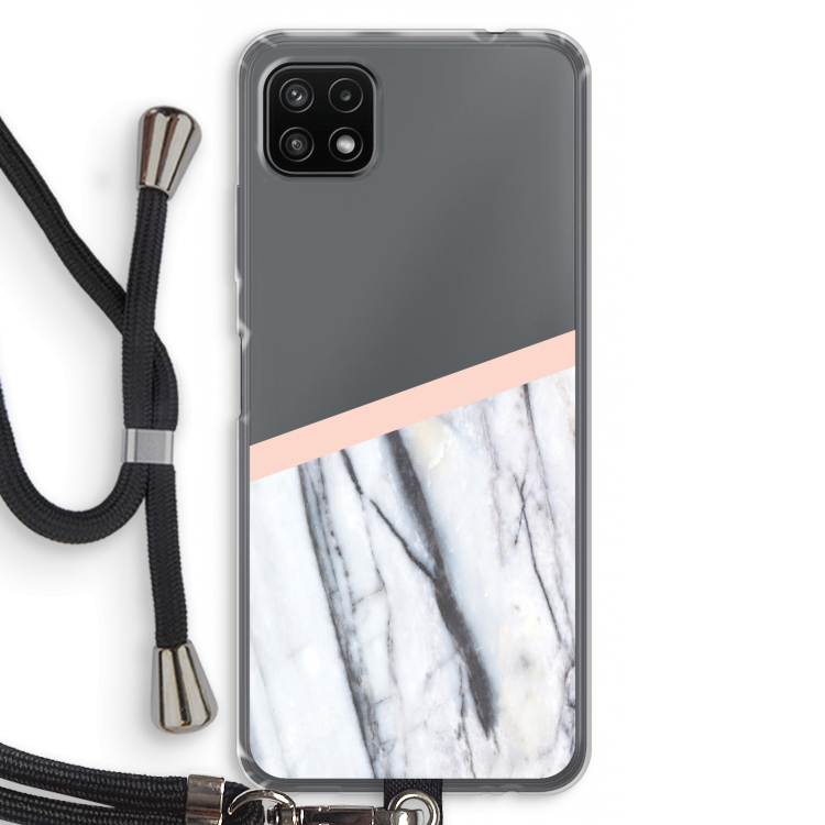 A touch of peach: Samsung Galaxy A22 5G Transparant Hoesje met koord