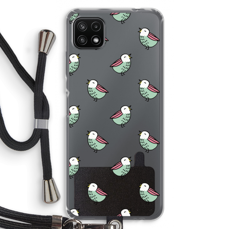 Vogeltjes: Samsung Galaxy A22 5G Transparant Hoesje met koord