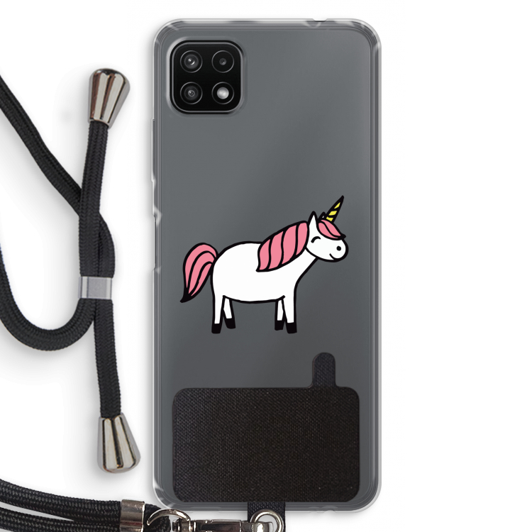 Eenhoorn: Samsung Galaxy A22 5G Transparant Hoesje met koord