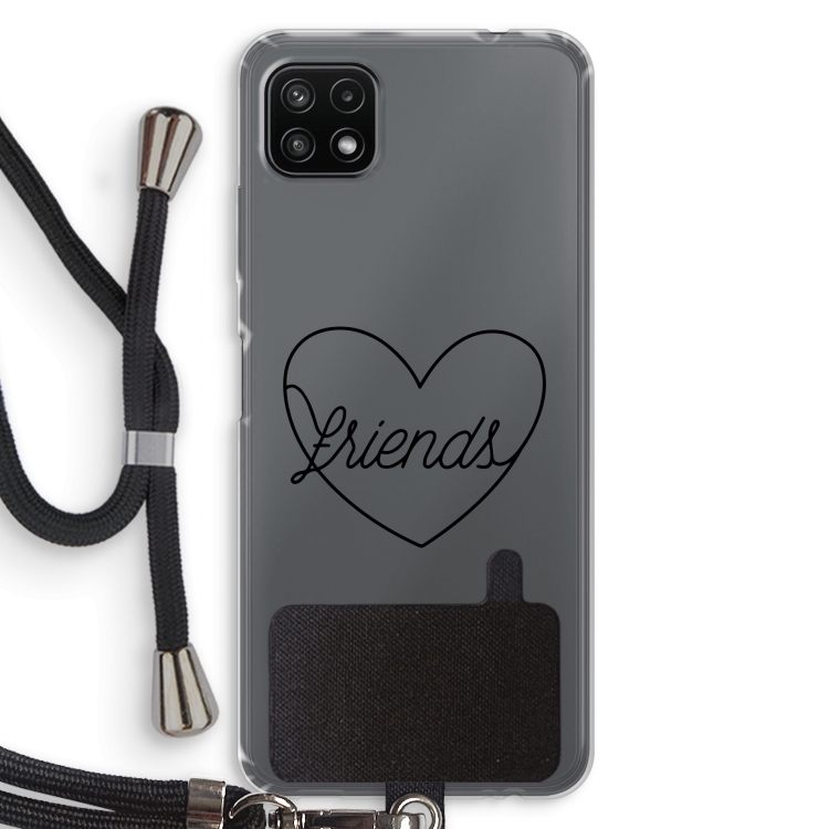 Friends heart black: Samsung Galaxy A22 5G Transparant Hoesje met koord