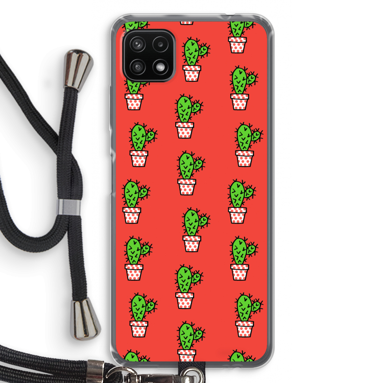 Mini cactus: Samsung Galaxy A22 5G Transparant Hoesje met koord