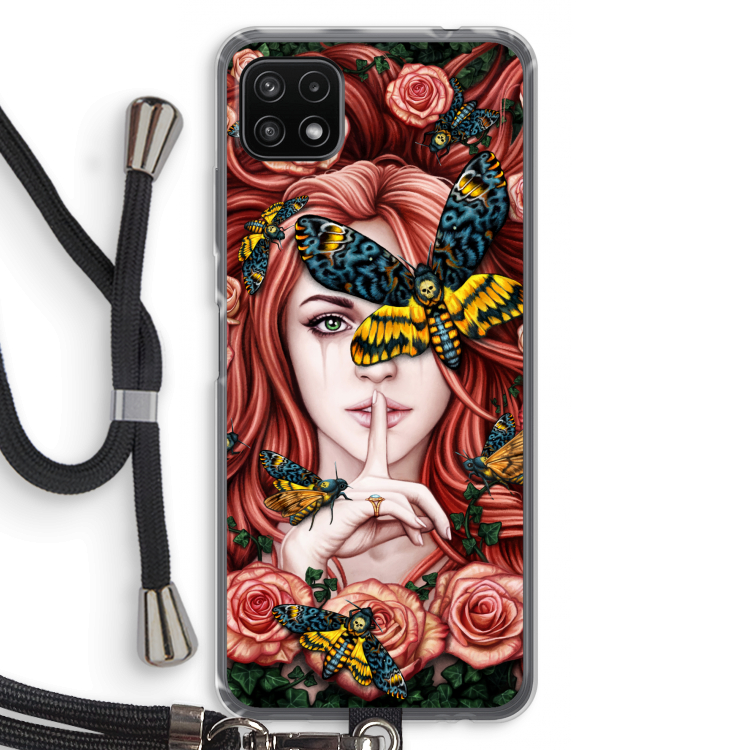 Lady Moth: Samsung Galaxy A22 5G Transparant Hoesje met koord