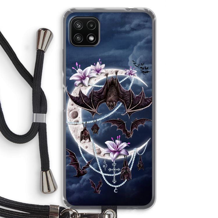 Vleermuizen Maan: Samsung Galaxy A22 5G Transparant Hoesje met koord