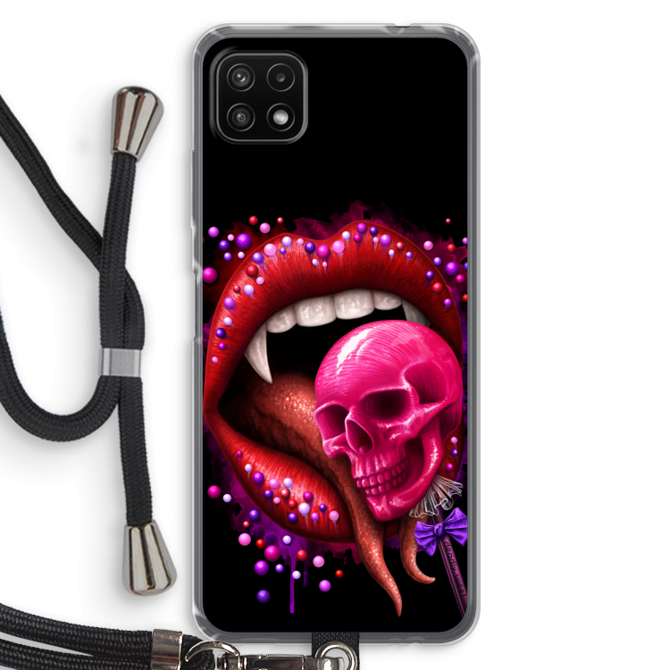 Dodelijk zoet: Samsung Galaxy A22 5G Transparant Hoesje met koord