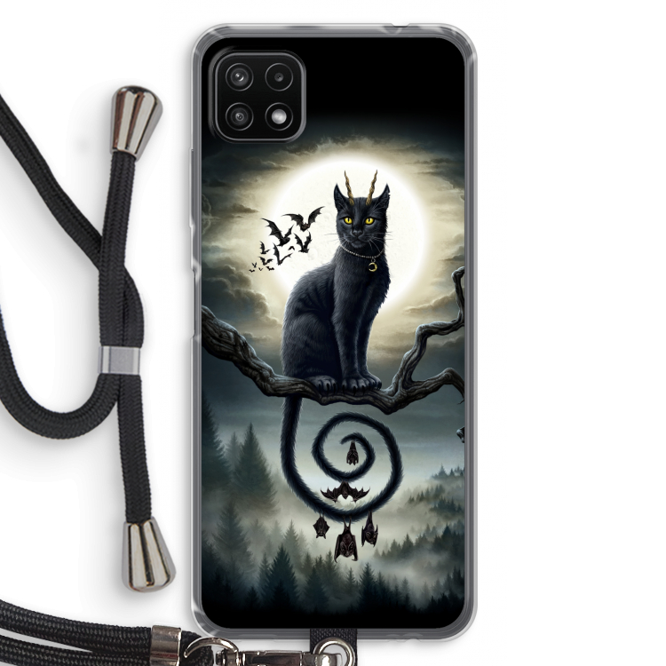 Moonlight Companions: Samsung Galaxy A22 5G Transparant Hoesje met koord