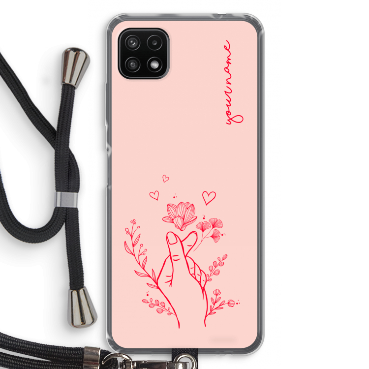 Giving Flowers: Samsung Galaxy A22 5G Transparant Hoesje met koord