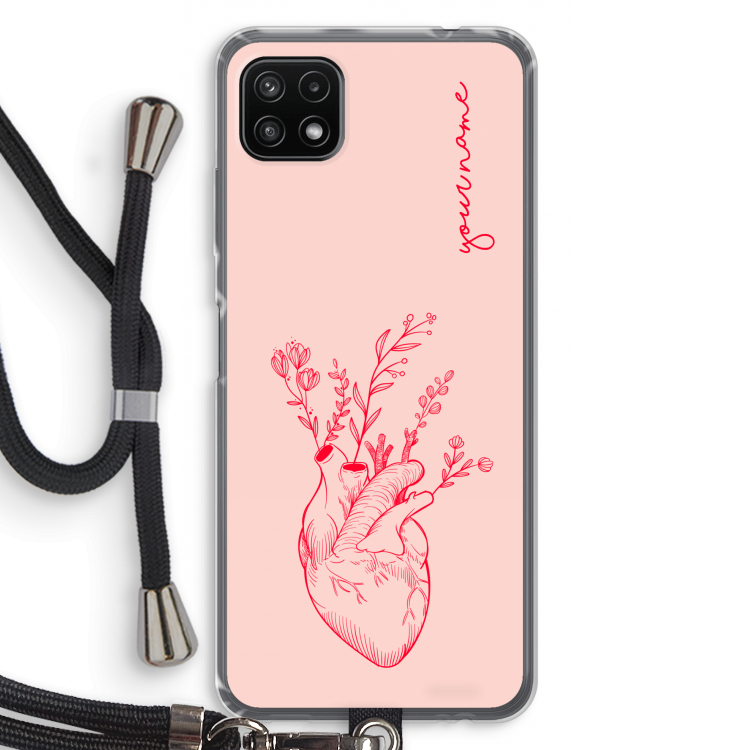 Blooming Heart: Samsung Galaxy A22 5G Transparant Hoesje met koord