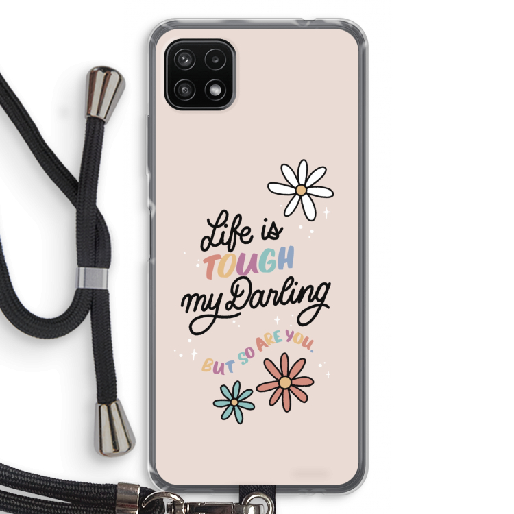 Tough Life: Samsung Galaxy A22 5G Transparant Hoesje met koord
