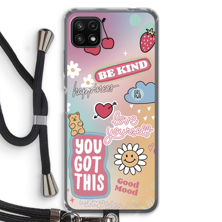 Positivity: Samsung Galaxy A22 5G Transparant Hoesje met koord