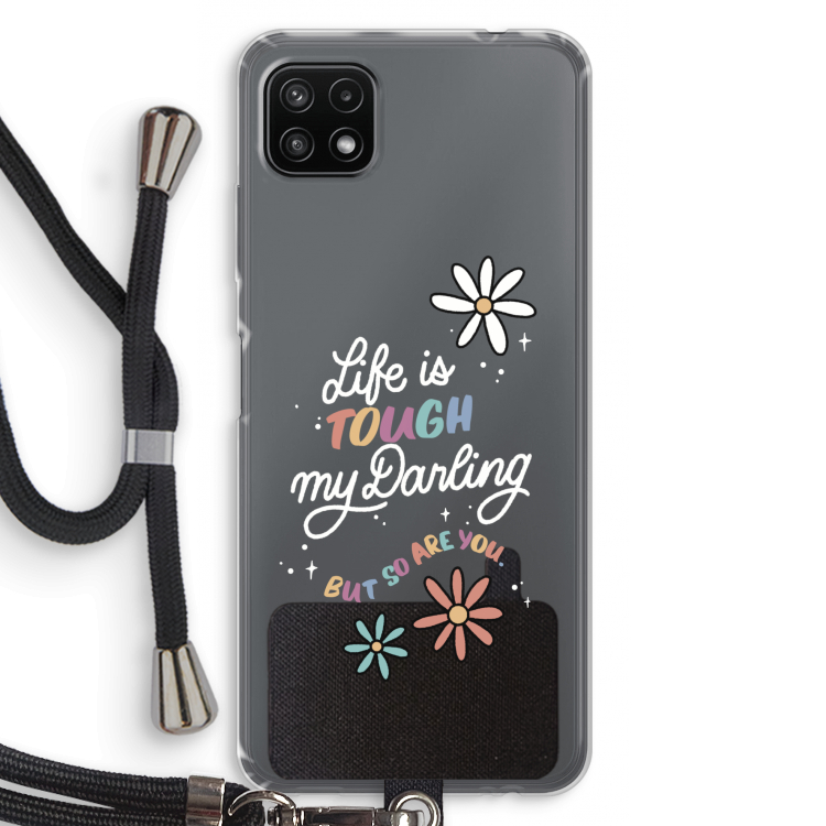 Tough Life: Samsung Galaxy A22 5G Transparant Hoesje met koord