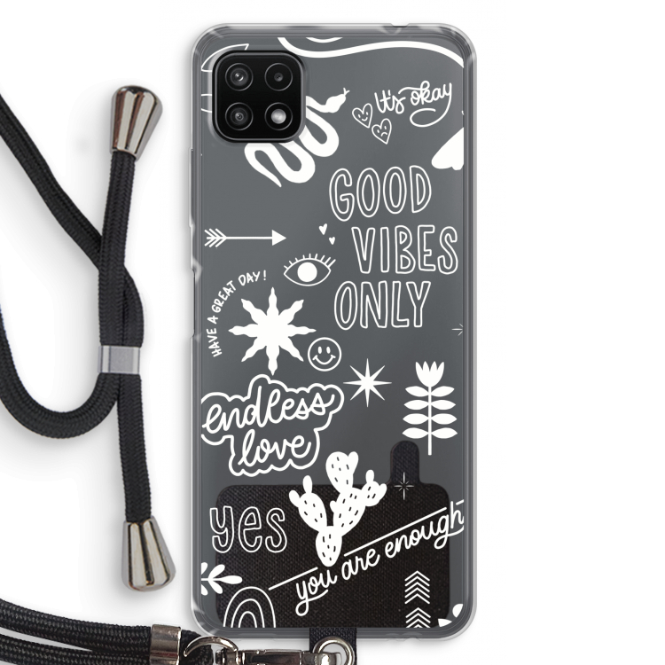 Good vibes: Samsung Galaxy A22 5G Transparant Hoesje met koord