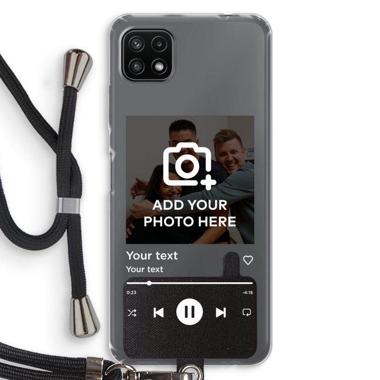 Music Player: Samsung Galaxy A22 5G Transparant Hoesje met koord