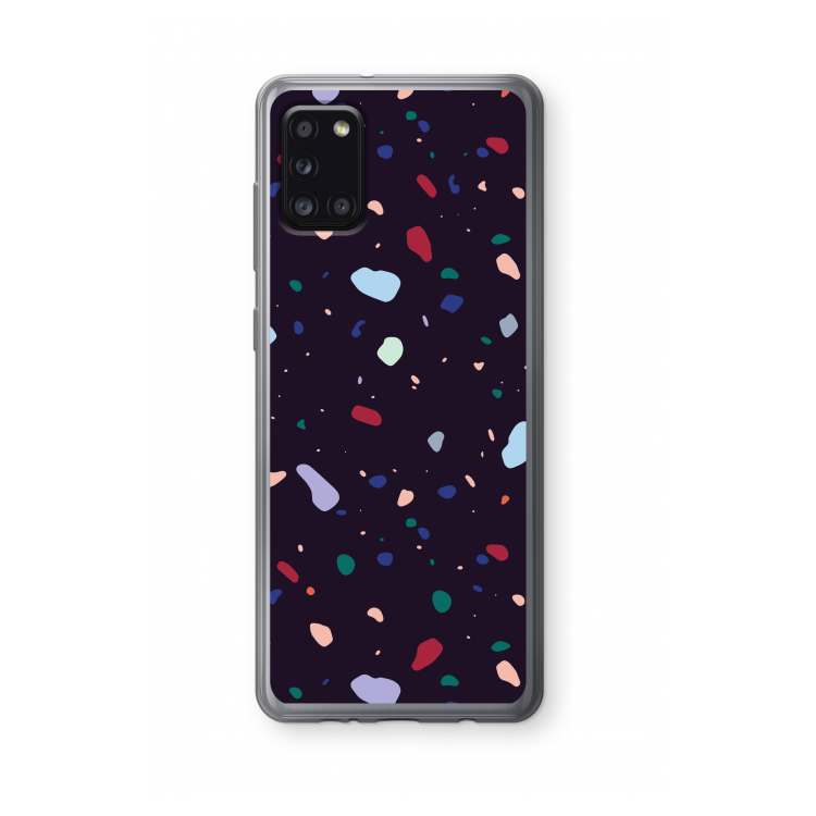 Dark Rounded Terrazzo: Samsung Galaxy A31 Transparant Hoesje