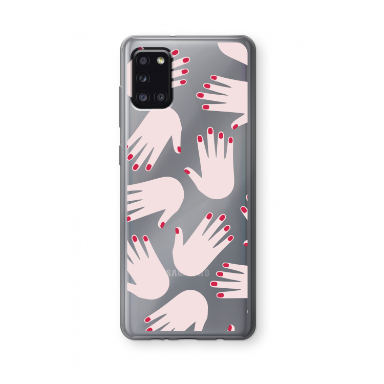 Hands pink: Samsung Galaxy A31 Transparant Hoesje