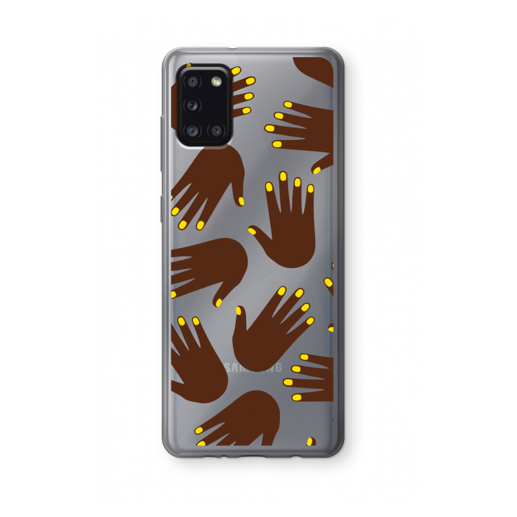 Hands dark: Samsung Galaxy A31 Transparant Hoesje