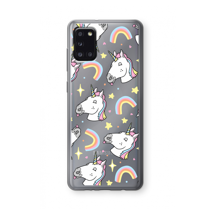 Rainbow Unicorn: Samsung Galaxy A31 Transparant Hoesje