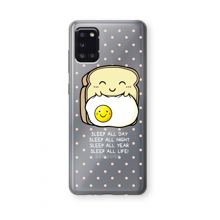 Sleep All Day: Samsung Galaxy A31 Transparant Hoesje